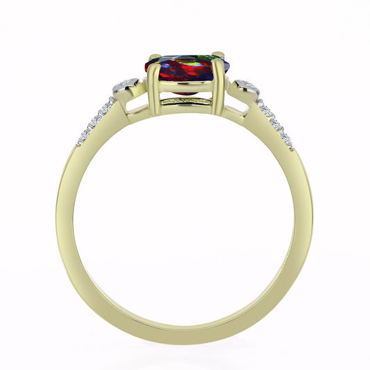 Goldplattierter Silberring mit mitternachtsschwarzem äthiopischen Opal aus Lega Dembi und weißem Topas