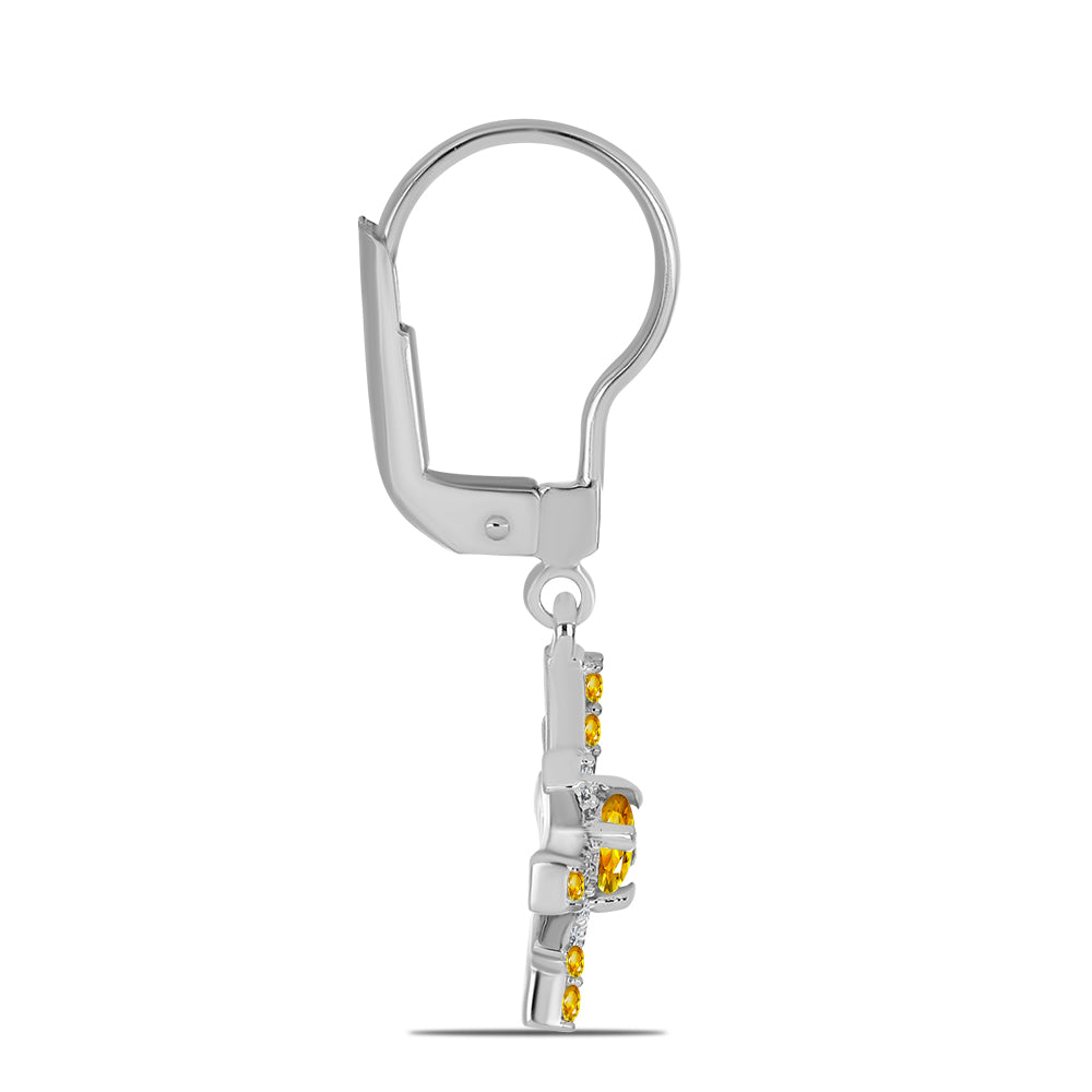 Silberohrringe mit Zitrin aus dem Ural und weißem Topas 2 