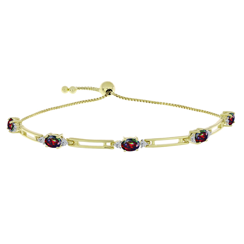 Goldplattiertes Silberarmband mit mitternachtsschwarzem äthiopischen Opal aus Lega Dembi und weißem Topas 1 