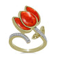 Goldplattierter Silberring mit roter Schwammkoralle und weißem Topas