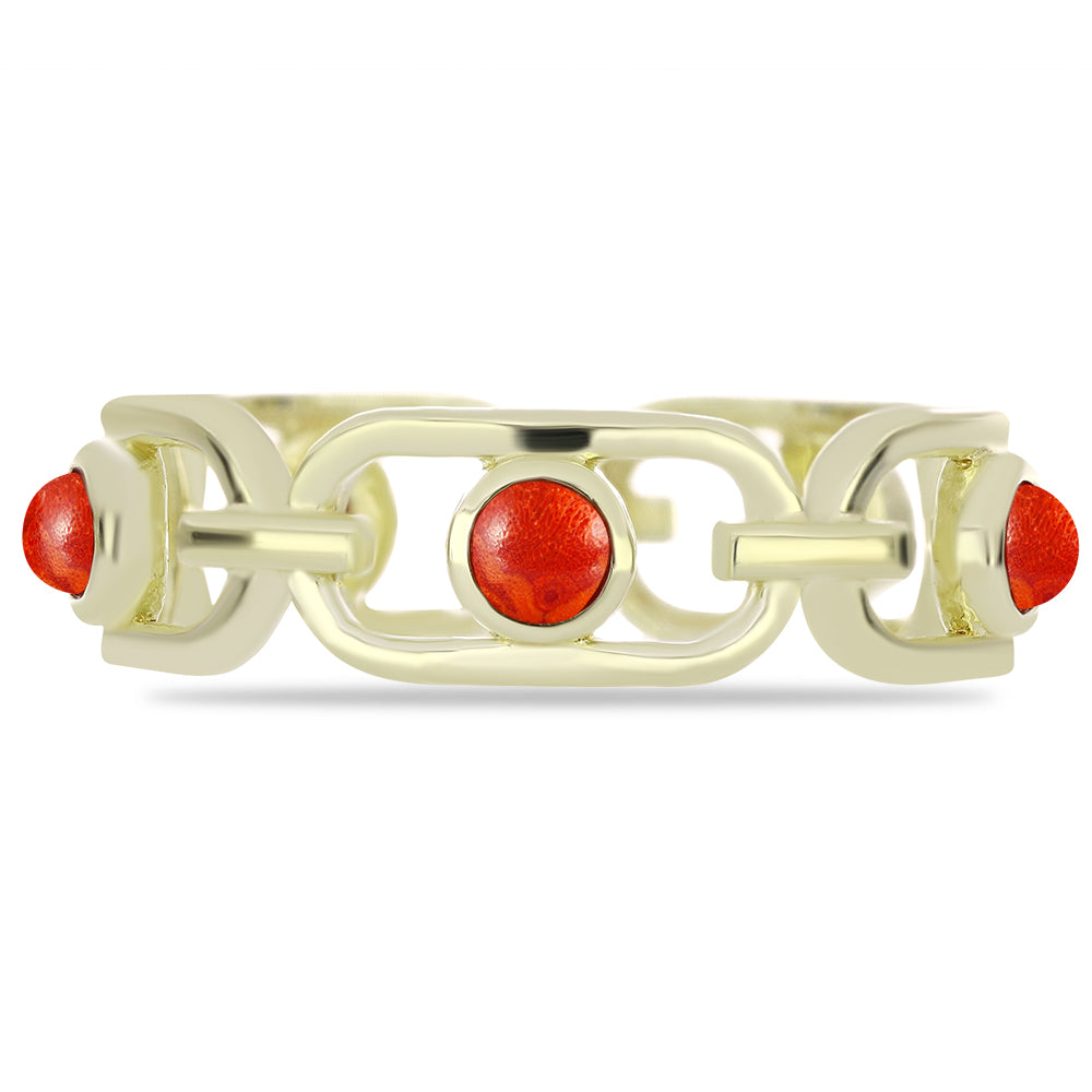 Goldplattierter Silberring mit roter Schwammkoralle 2 