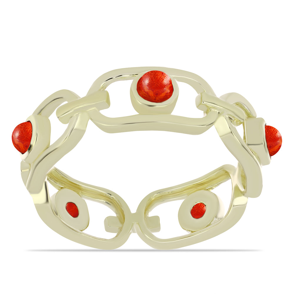 Goldplattierter Silberring mit roter Schwammkoralle
