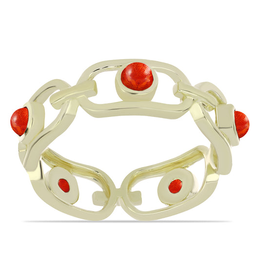Goldplattierter Silberring mit roter Schwammkoralle