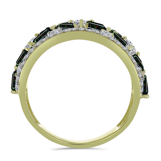 Goldplattierter Silberring mit mitternachtsschwarzem äthiopischen Opal aus Lega Dembi und weißem Topas