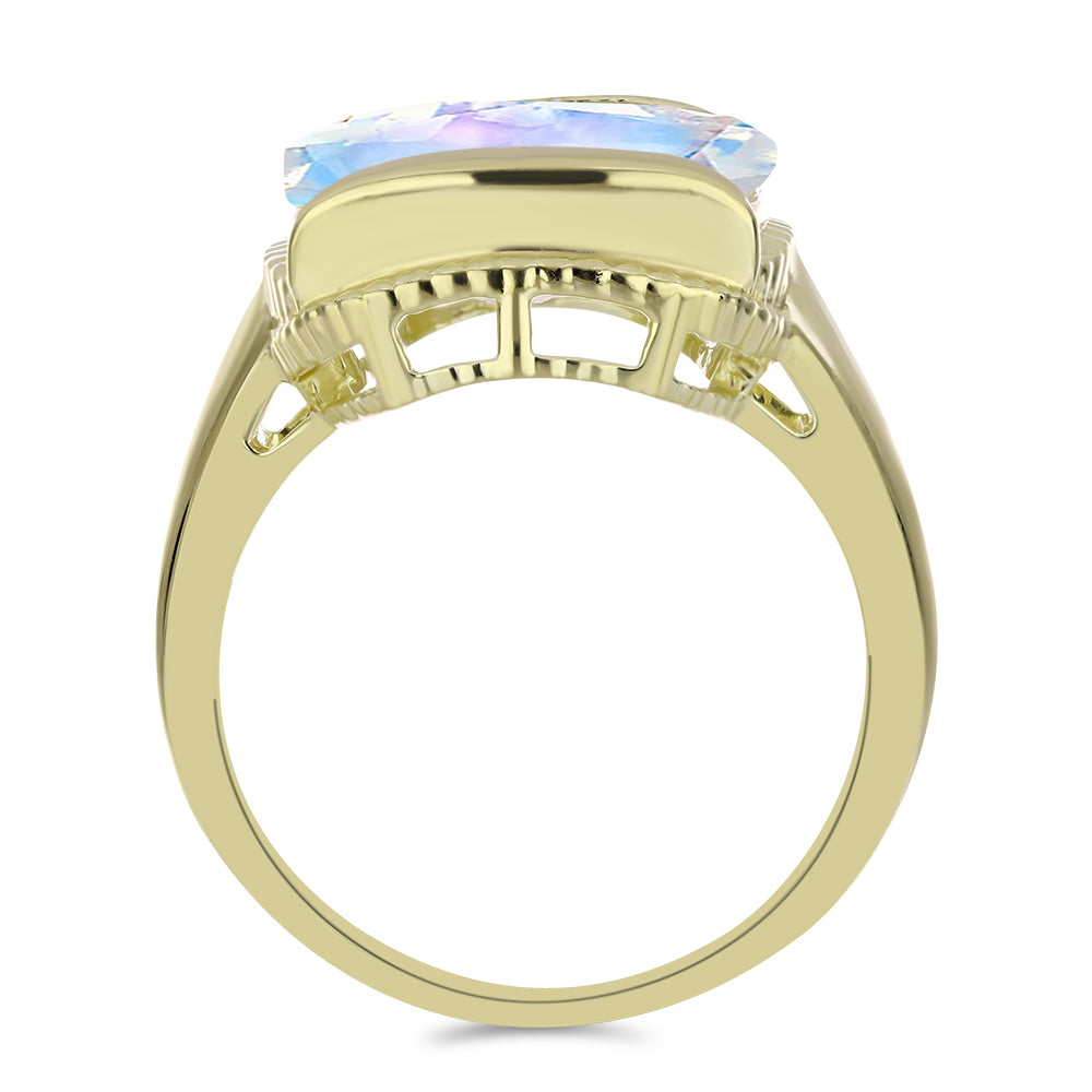 Goldplattierter Silberring mit Regenbogenmondstein 2 