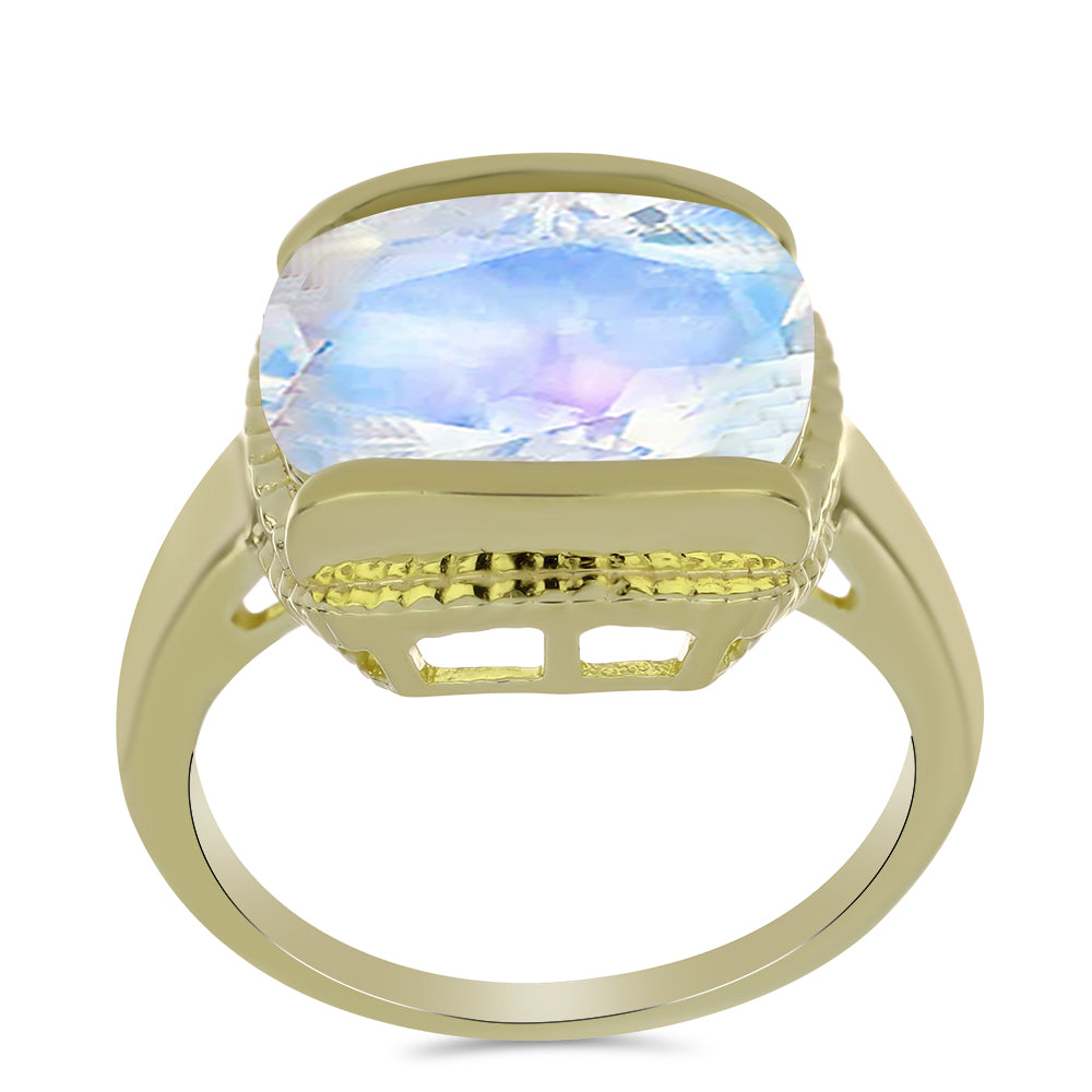 Goldplattierter Silberring mit Regenbogenmondstein 3 