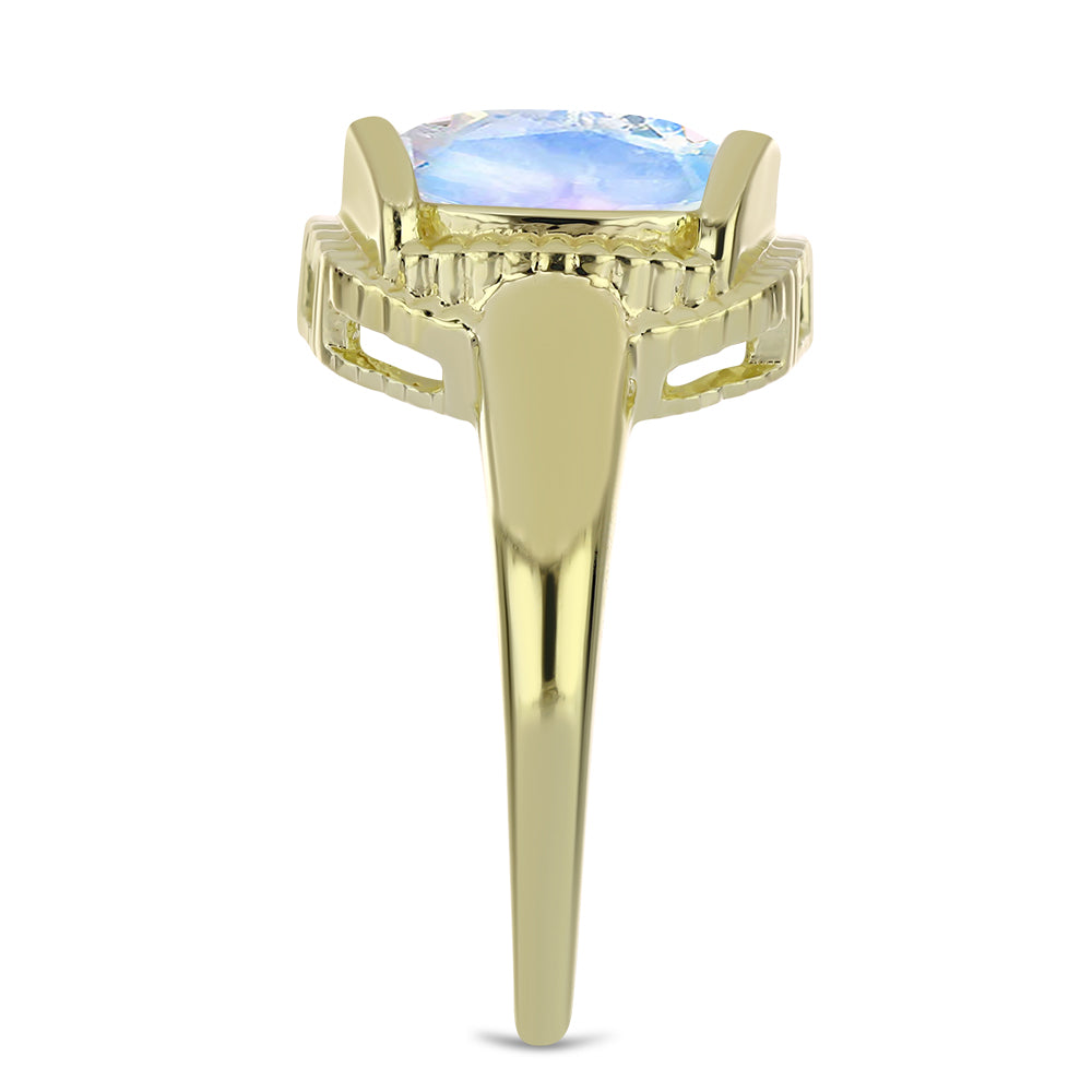 Goldplattierter Silberring mit Regenbogenmondstein 4 