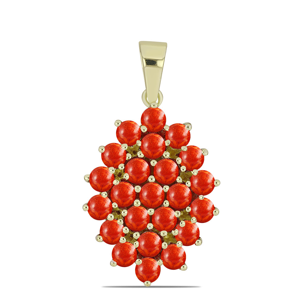 Goldplattierter Silberanhänger mit roter Schwammkoralle 1 