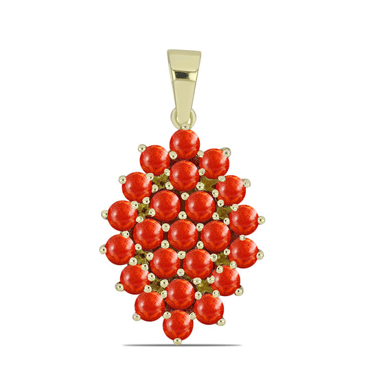 Goldplattierter Silberanhänger mit roter Schwammkoralle
