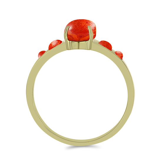Goldplattierter Silberring mit roter Schwammkoralle