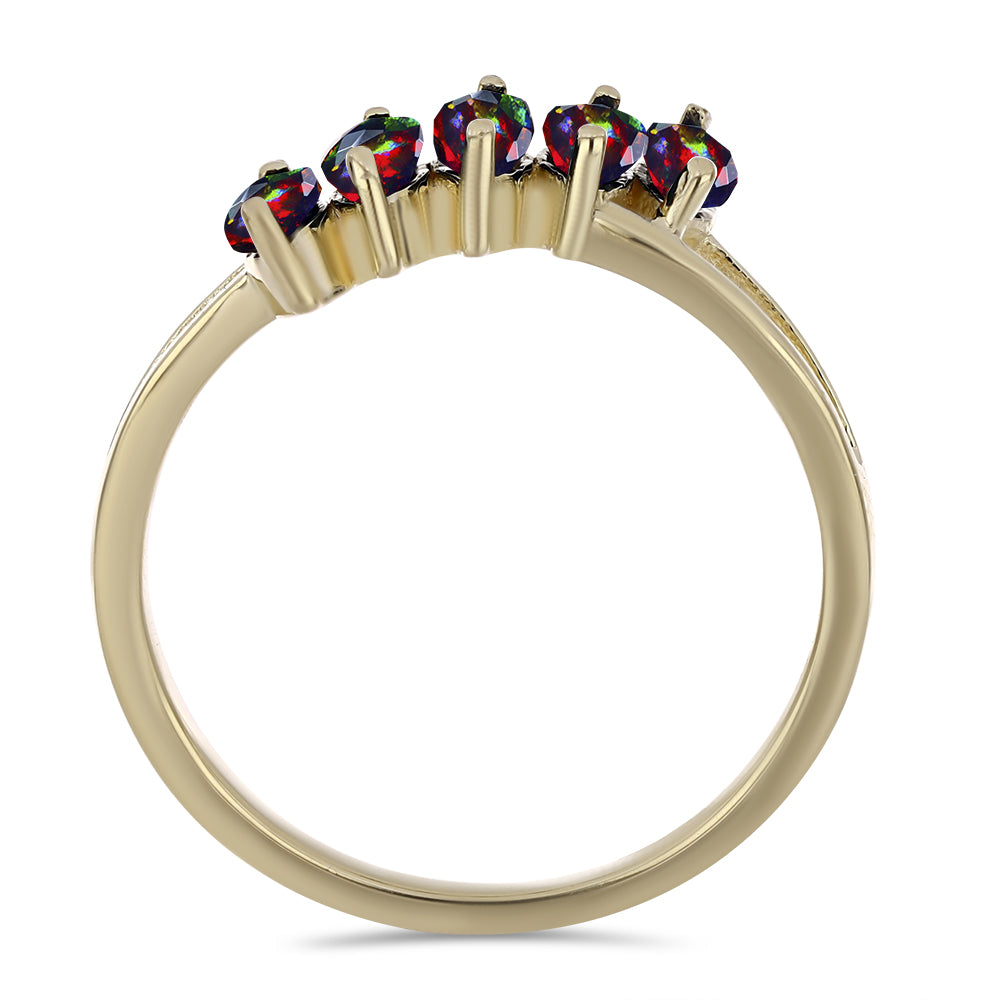 Goldplattierter Silberring mit mitternachtsschwarzem äthiopischen Opal aus Lega Dembi