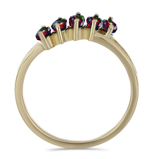 Goldplattierter Silberring mit mitternachtsschwarzem äthiopischen Opal aus Lega Dembi