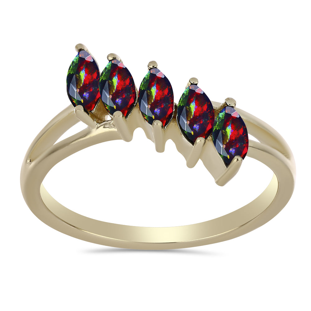 Goldplattierter Silberring mit mitternachtsschwarzem äthiopischen Opal aus Lega Dembi 3 