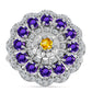 Silberring mit Zitrin aus dem Ural und marokkanischem Amethyst