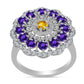 Silberring mit Zitrin aus dem Ural und marokkanischem Amethyst