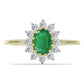 Goldplattierter Silberring mit sambischem Smaragd und weißem Topas