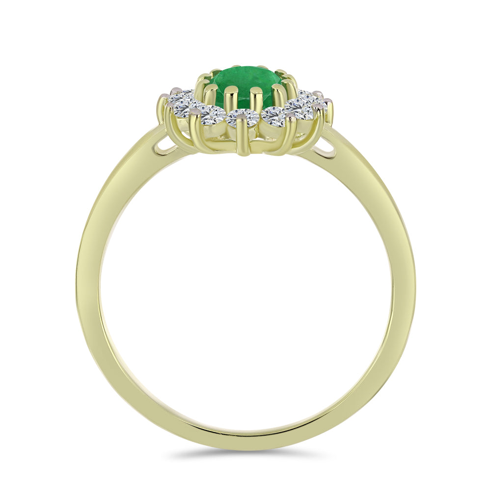 Goldplattierter Silberring mit sambischem Smaragd und weißem Topas