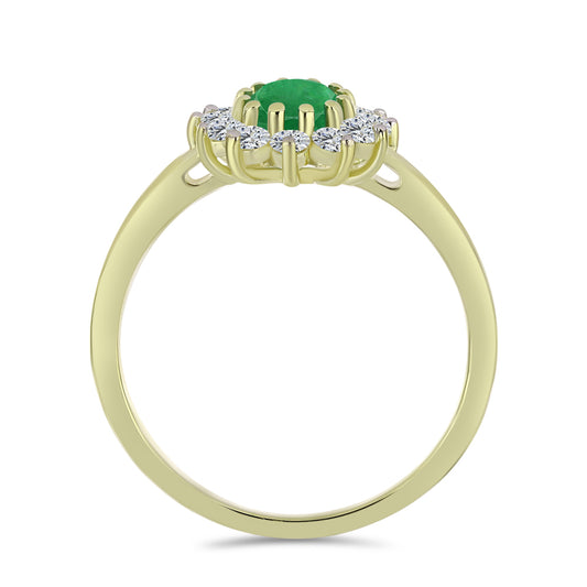 Goldplattierter Silberring mit sambischem Smaragd und weißem Topas