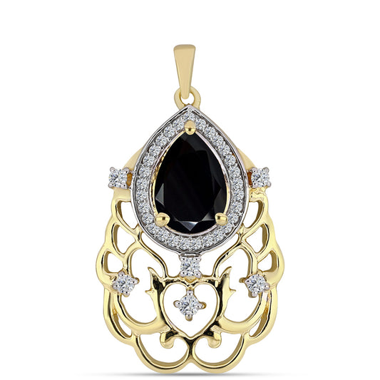 Goldplattierter Silberanhänger mit schwarzem Onyx und weißem Topas