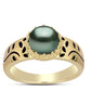 Goldplattierter Silberring mit Tahitigrüne-Illusion Süßwasserperle