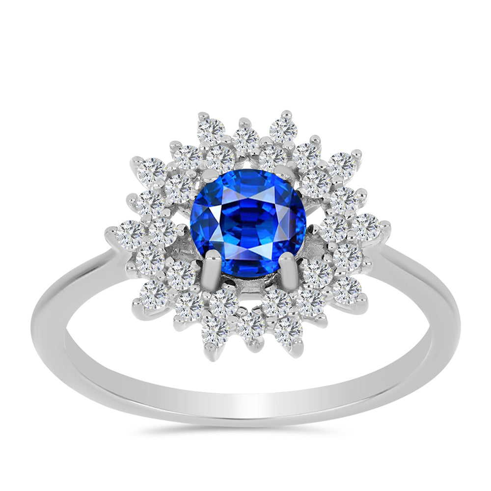 Silberring mit australischem blauem Saphir und weißem Topas 3 