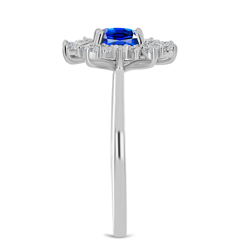 Silberring mit australischem blauem Saphir und weißem Topas