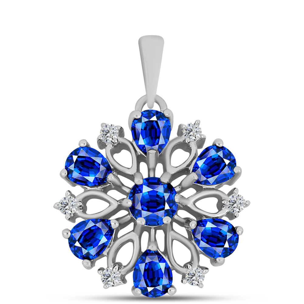 Silberanhänger mit australischem blauem Saphir und weißem Topas 1 