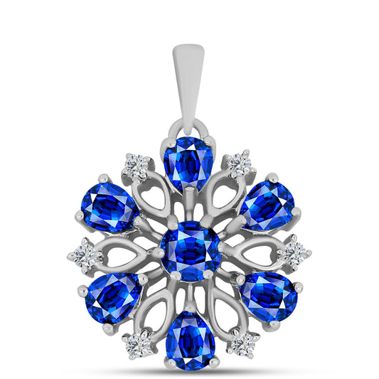 Silberanhänger mit australischem blauem Saphir und weißem Topas