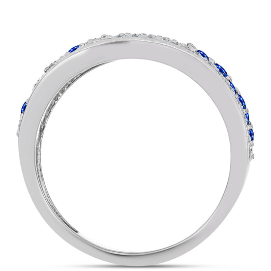 Silberring mit australischem blauem Saphir und weißem Topas