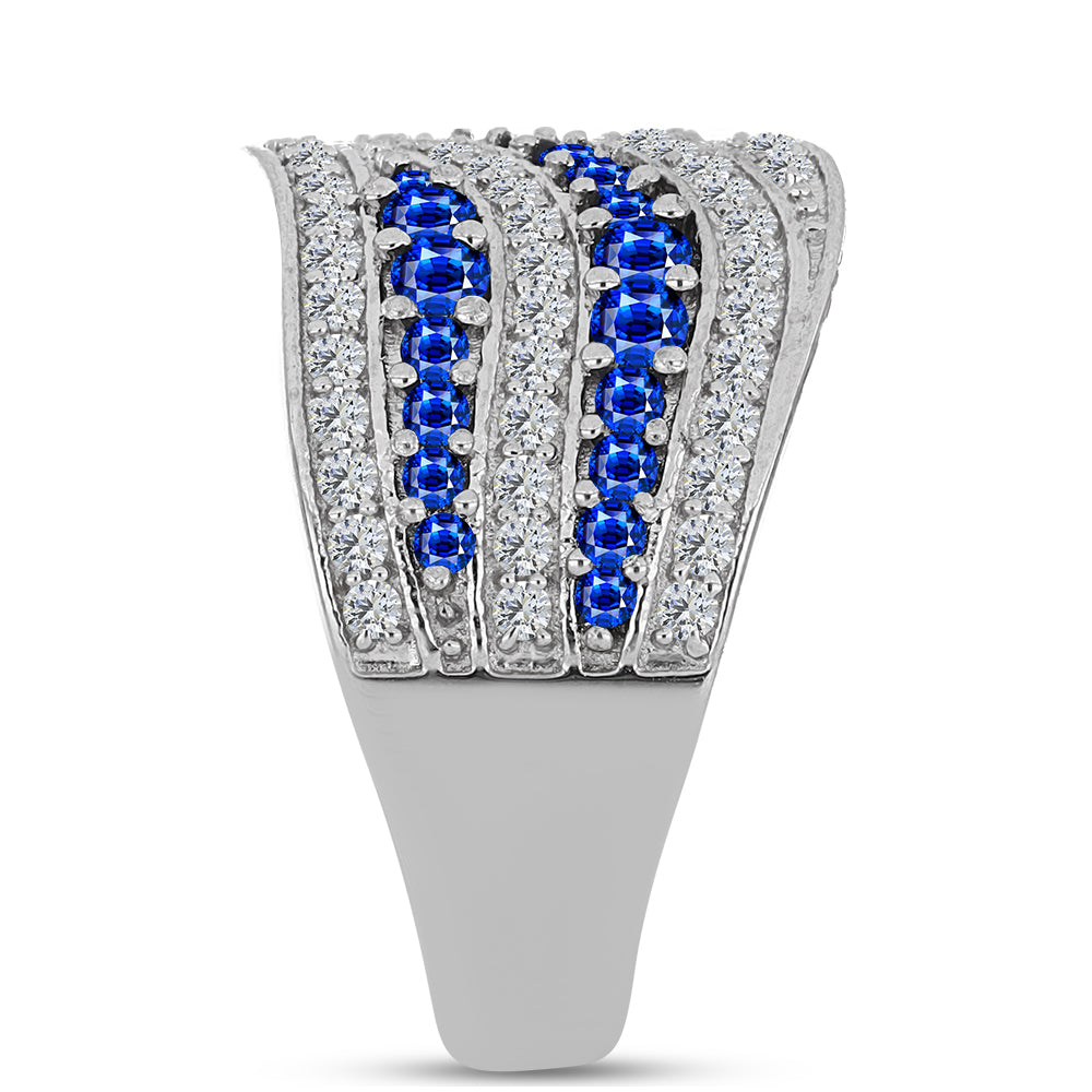 Silberring mit australischem blauem Saphir und weißem Topas 4 