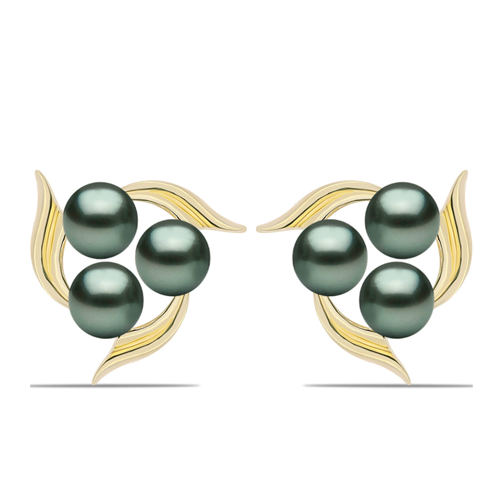Goldplattierte Silberohrringe mit Tahitigrüne-Illusion Süßwasserperle 1 