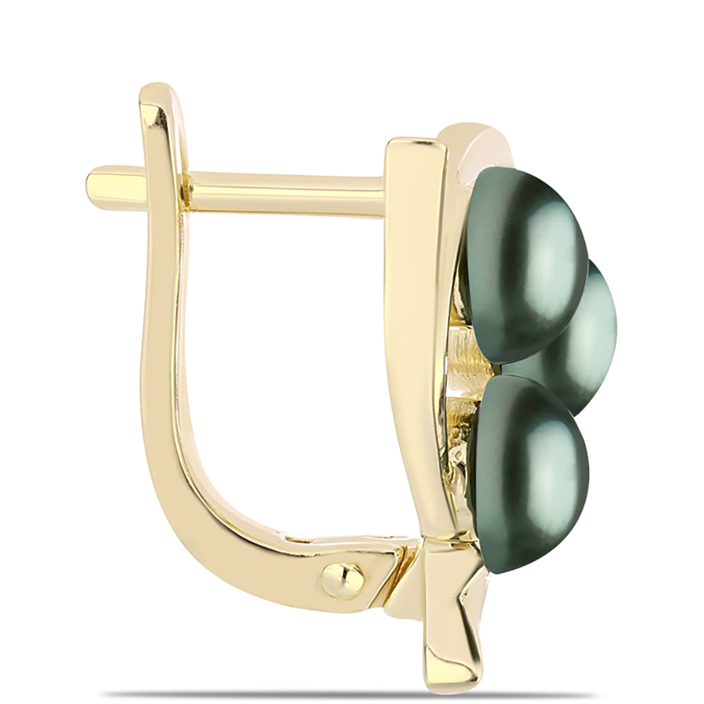 Goldplattierte Silberohrringe mit Tahitigrüne-Illusion Süßwasserperle 2 
