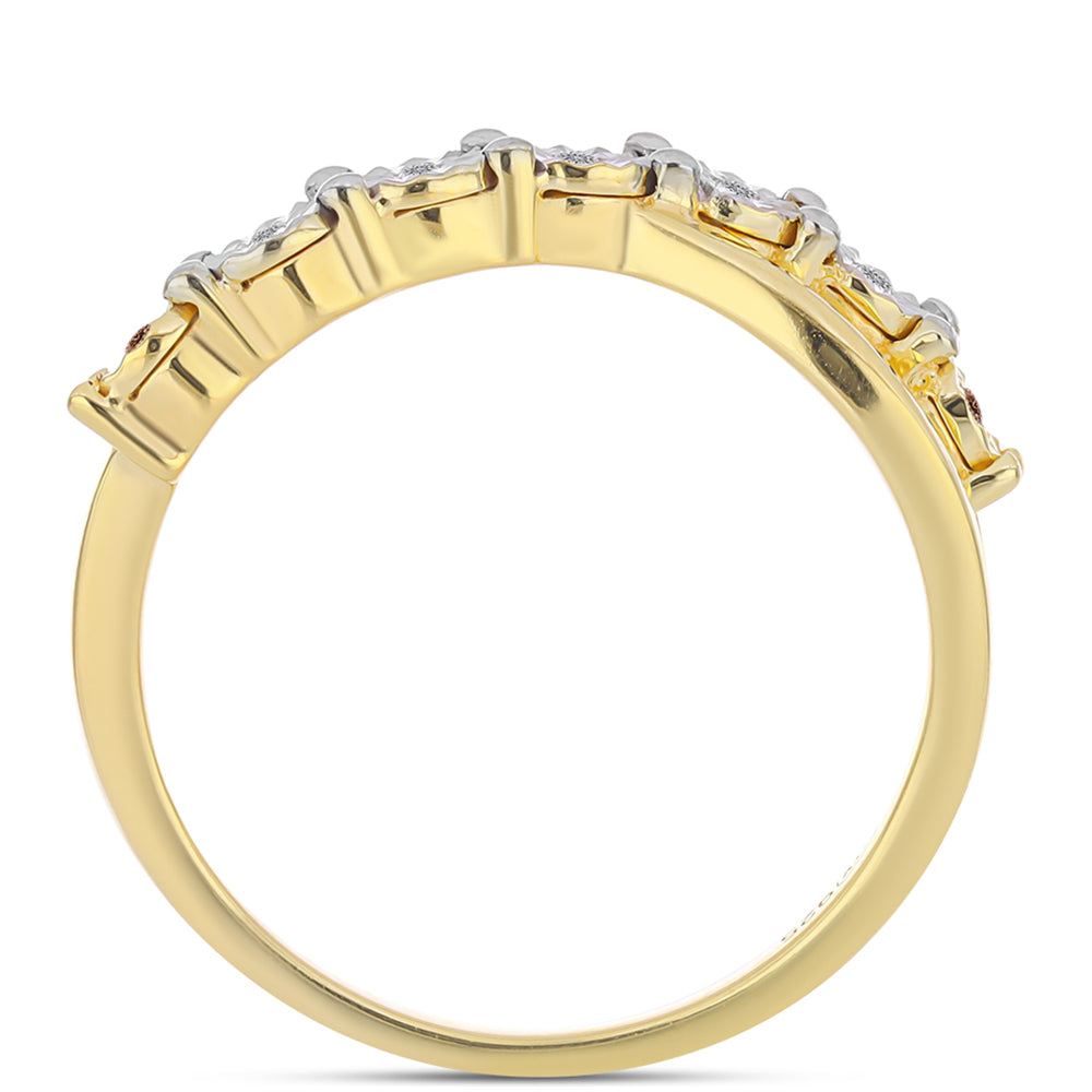 Goldplattierter Silberring mit Cognac-Diamant und weißem Topas