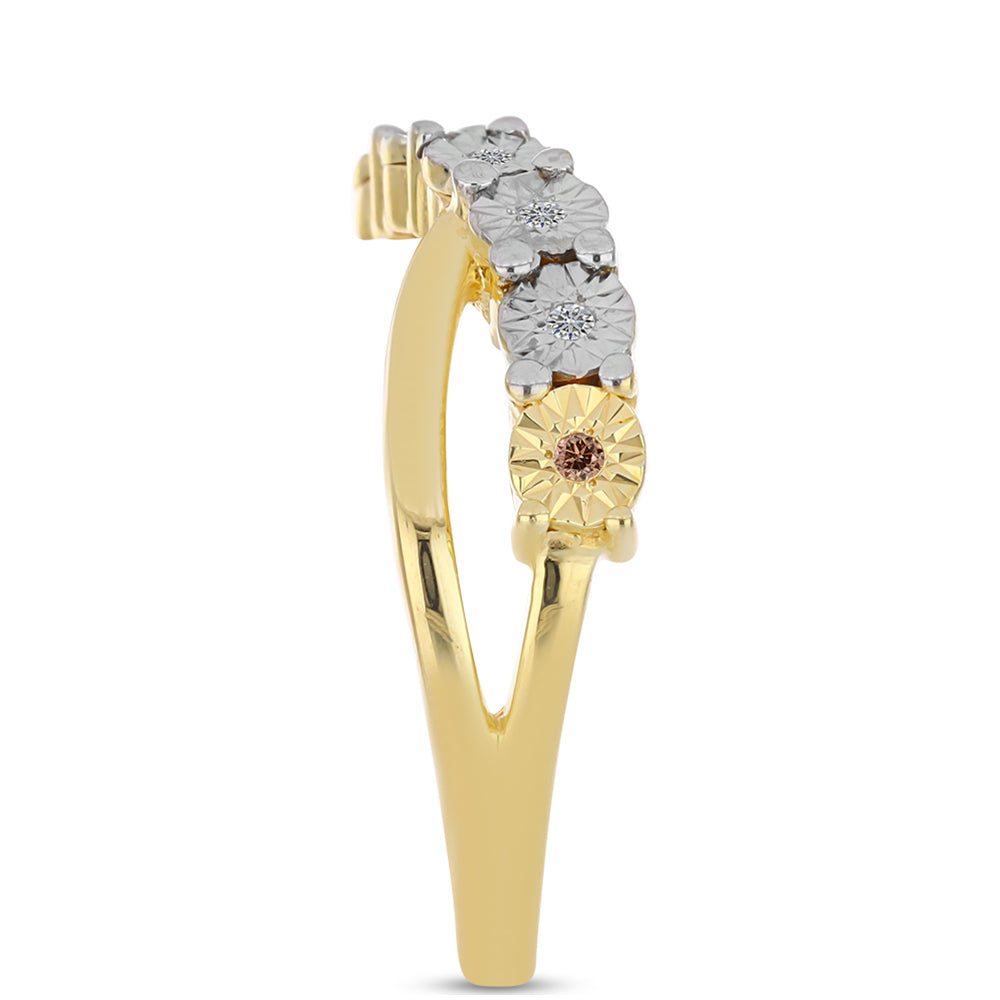 Goldplattierter Silberring mit Cognac-Diamant und weißem Topas