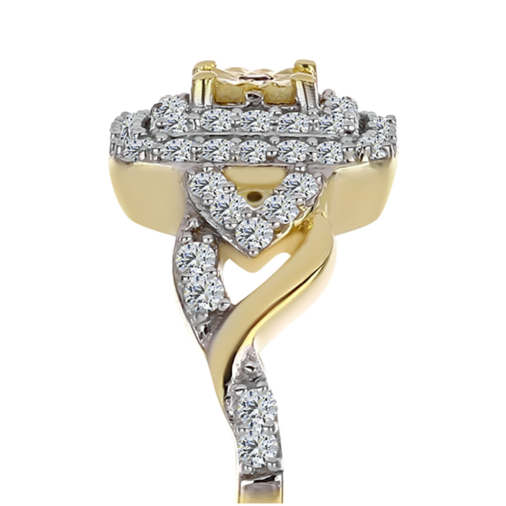 Goldplattierter Silberring mit Cognac-Diamant und weißem Topas