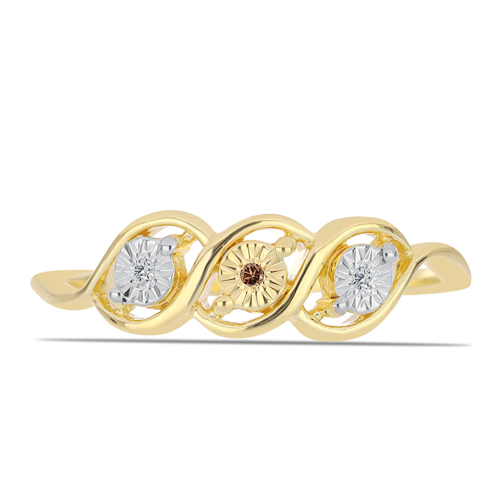 Goldplattierter Silberring mit Cognac-Diamant und weißem Topas