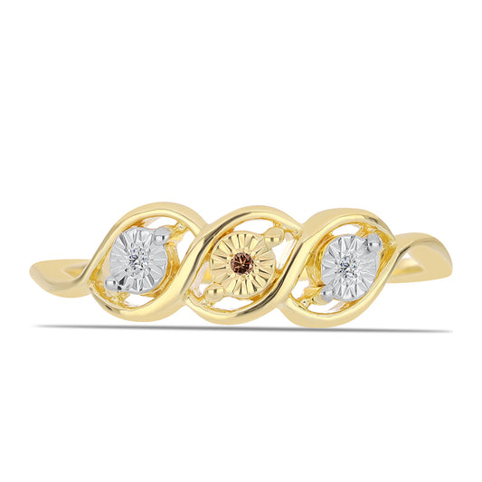 Goldplattierter Silberring mit Cognac-Diamant und weißem Topas