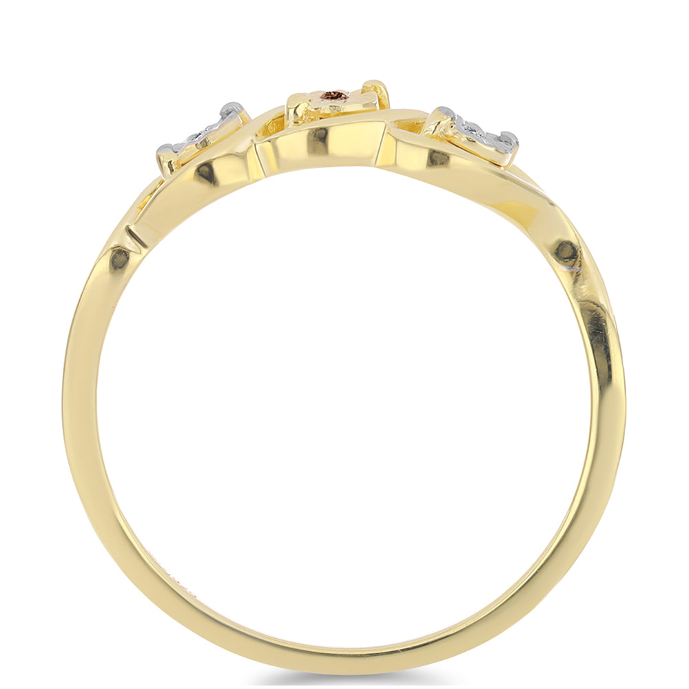 Goldplattierter Silberring mit Cognac-Diamant und weißem Topas 2 