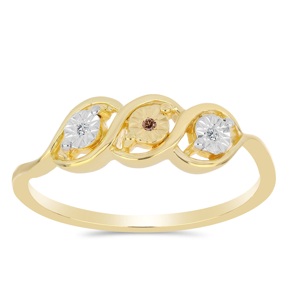 Goldplattierter Silberring mit Cognac-Diamant und weißem Topas