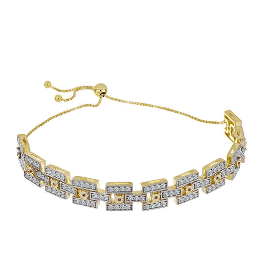 Goldplattiertes Silberarmband mit Cognac-Diamant und weißem Topas