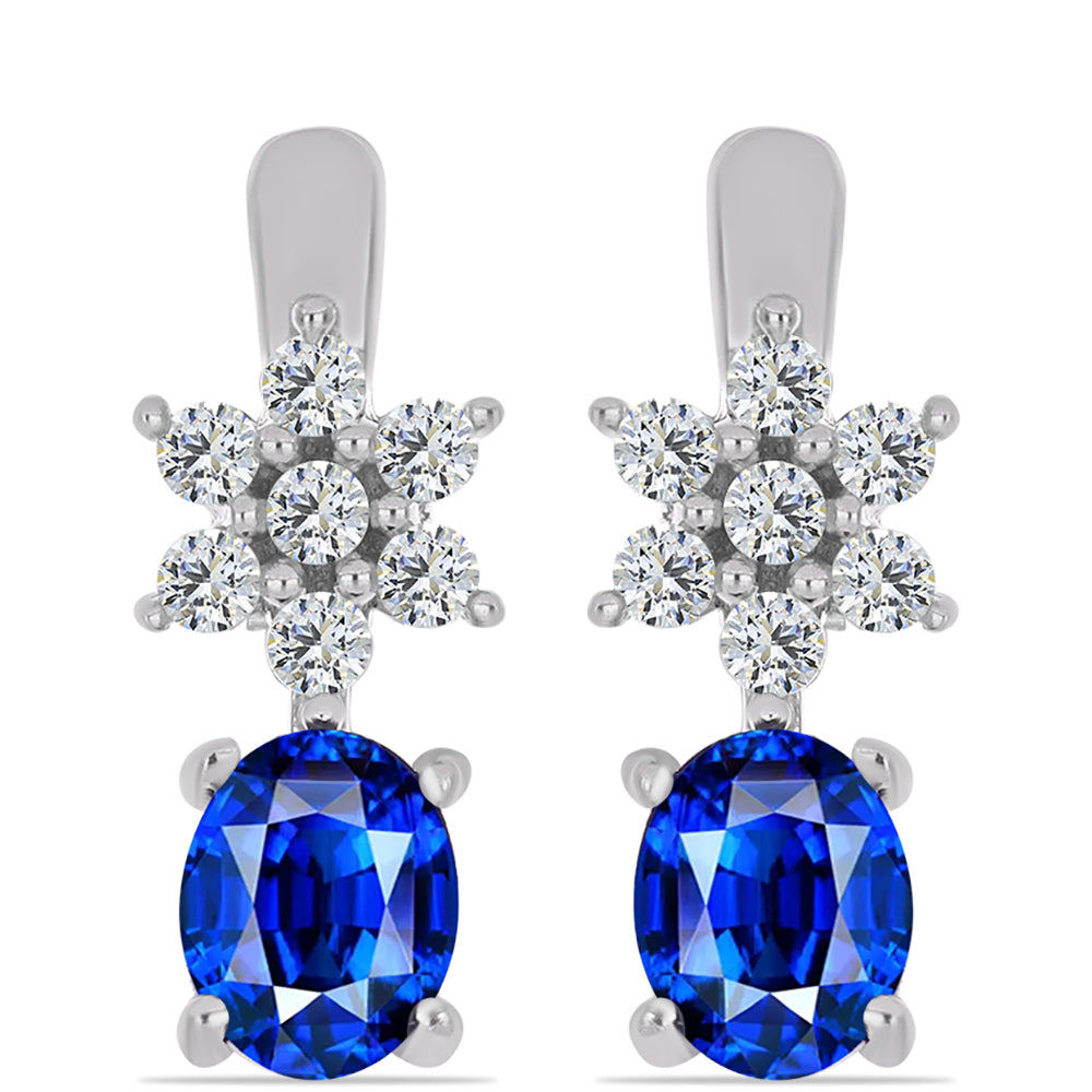 Silberohrringe mit australischem blauem Saphir und weißem Topas
