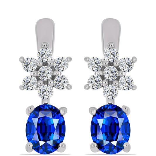 Silberohrringe mit australischem blauem Saphir und weißem Topas