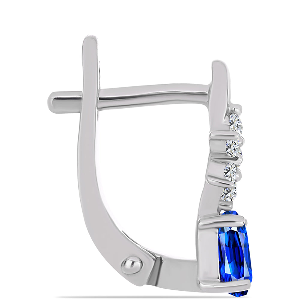 Silberohrringe mit australischem blauem Saphir und weißem Topas 2 