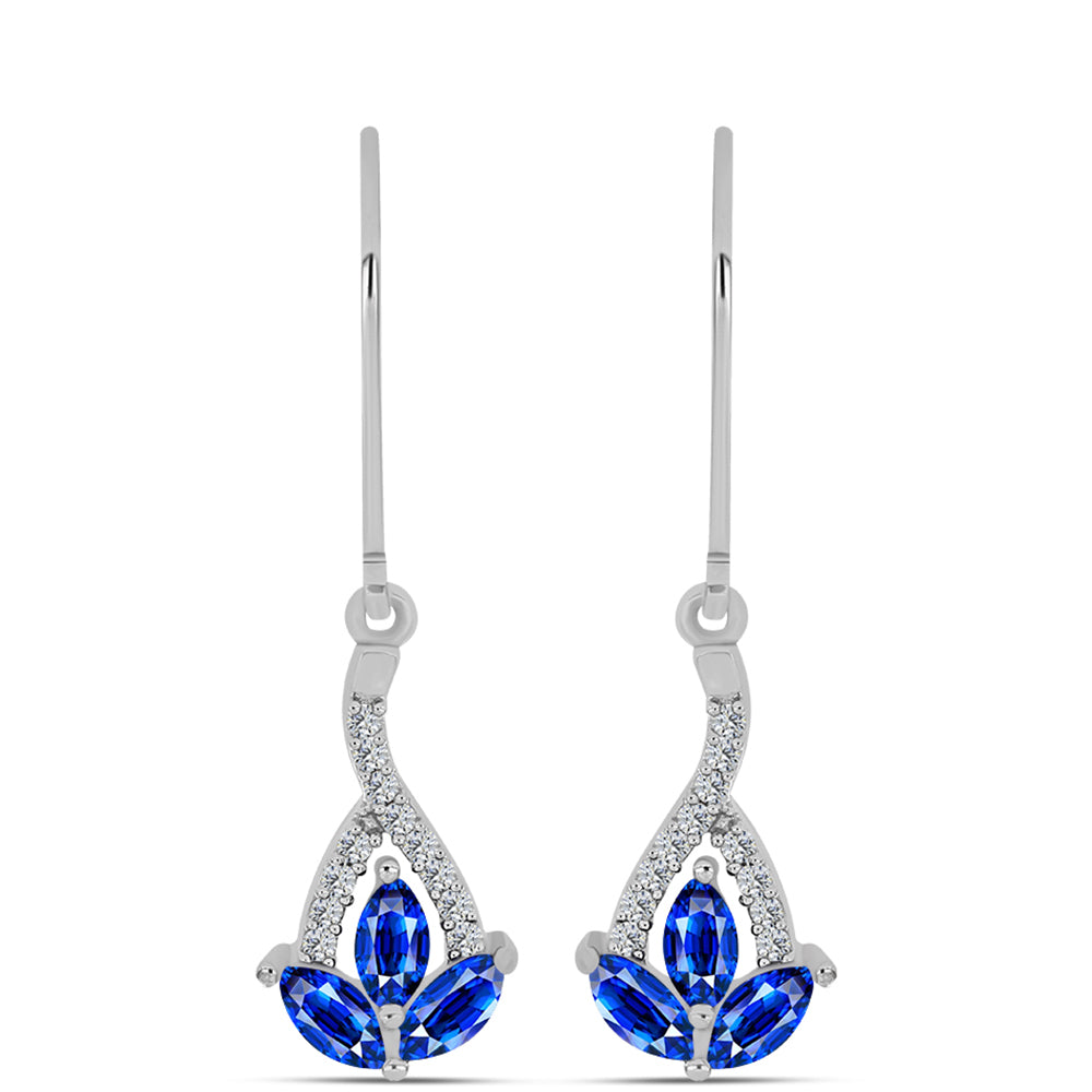 Silberohrringe mit australischem blauem Saphir und weißem Topas