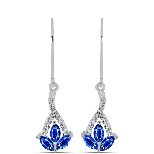 Silberohrringe mit australischem blauem Saphir und weißem Topas
