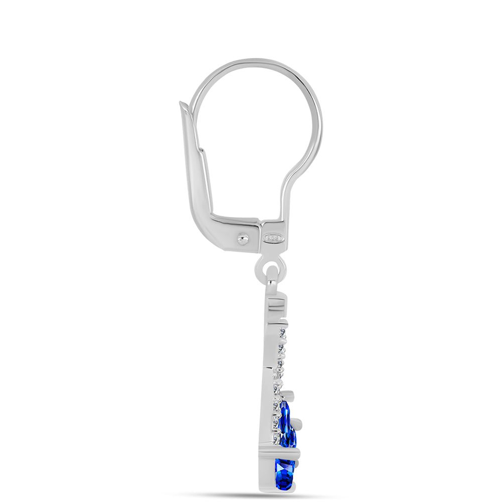 Silberohrringe mit australischem blauem Saphir und weißem Topas 2 