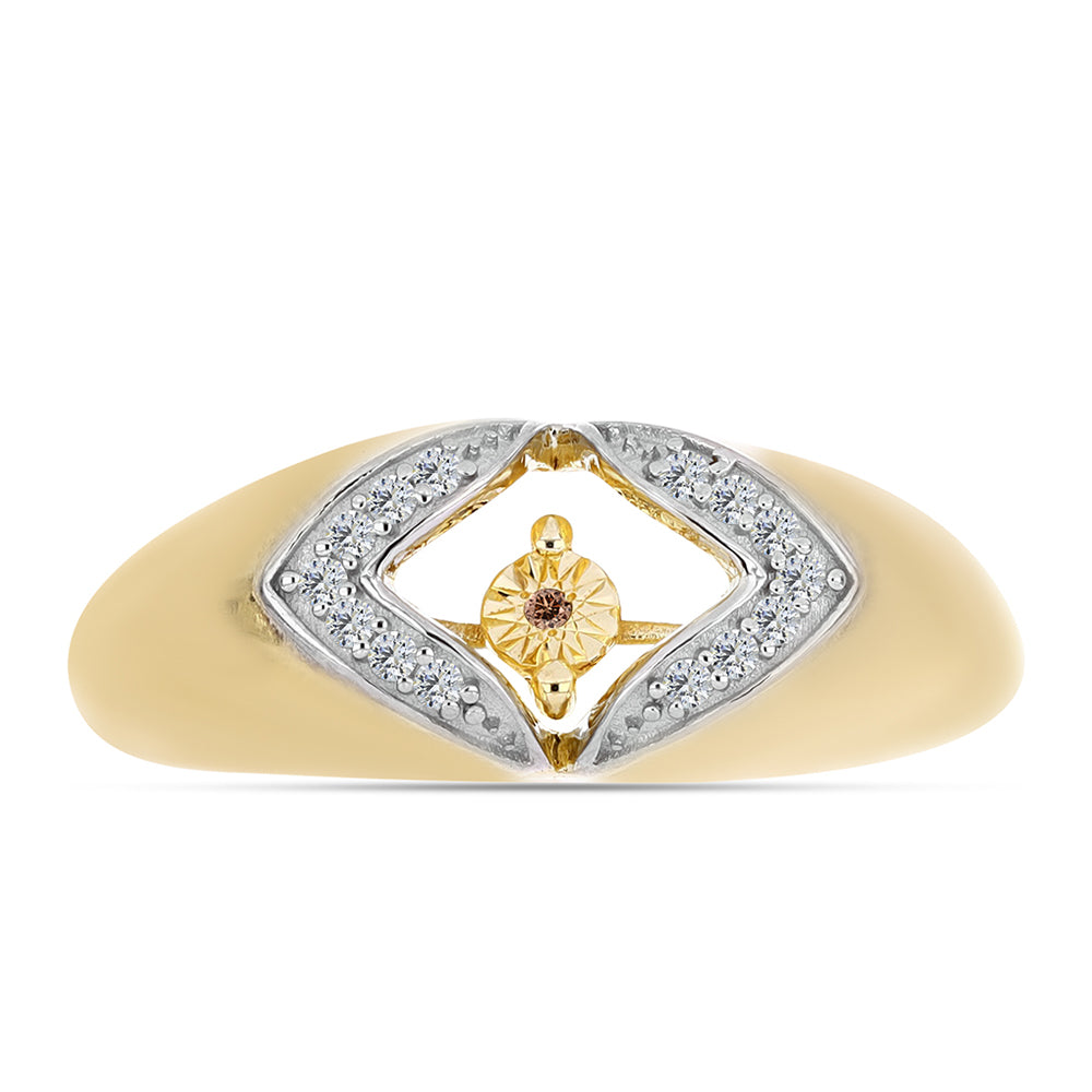 Goldplattierter Silberring mit Cognac-Diamant und weißem Topas