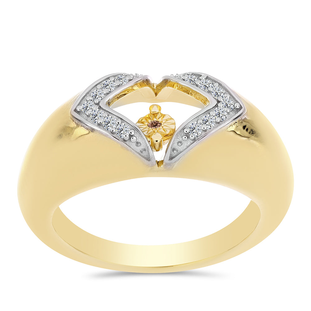 Goldplattierter Silberring mit Cognac-Diamant und weißem Topas 3 