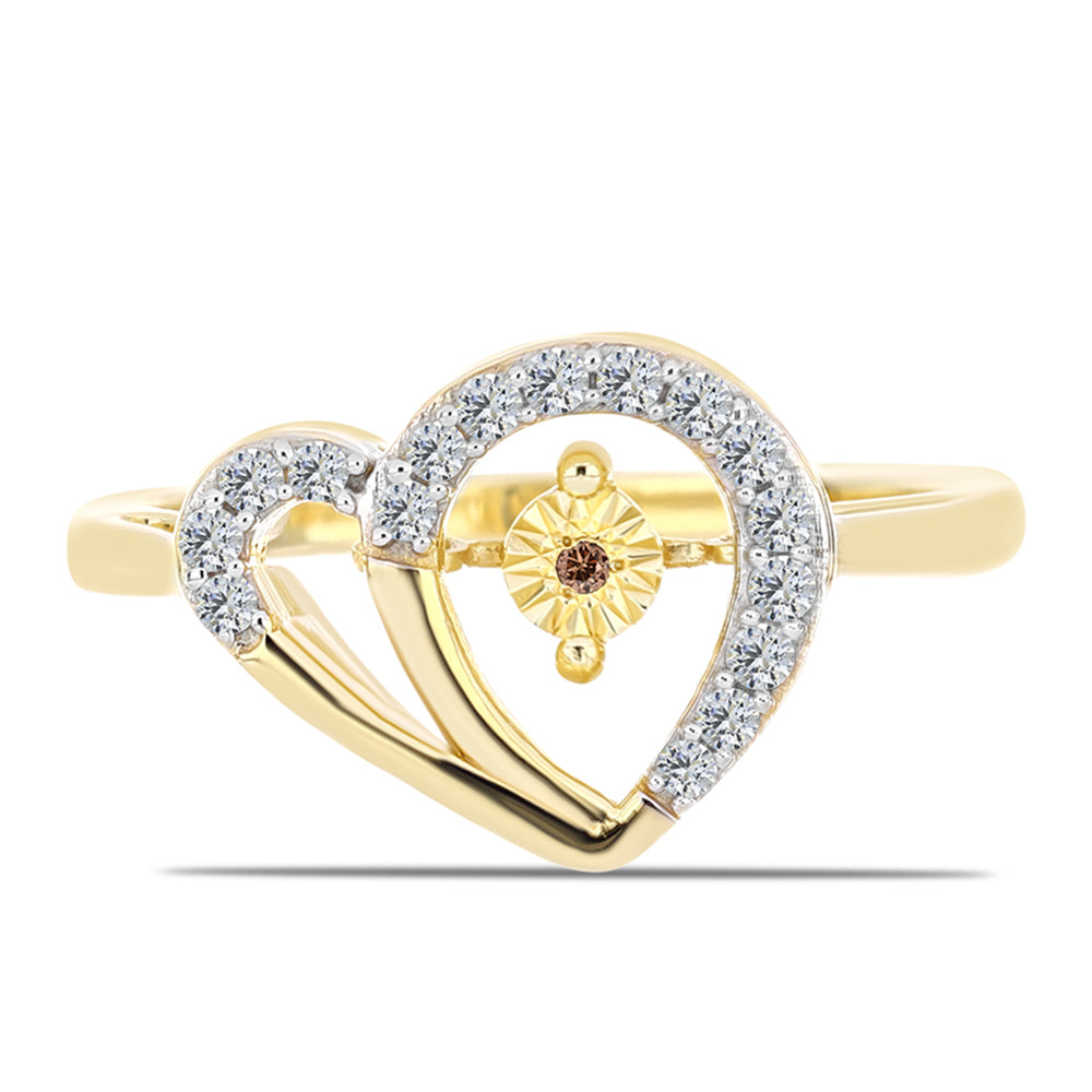 Goldplattierter Silberring mit Cognac-Diamant und weißem Topas 1 