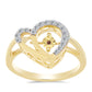 Goldplattierter Silberring mit Cognac-Diamant und weißem Topas